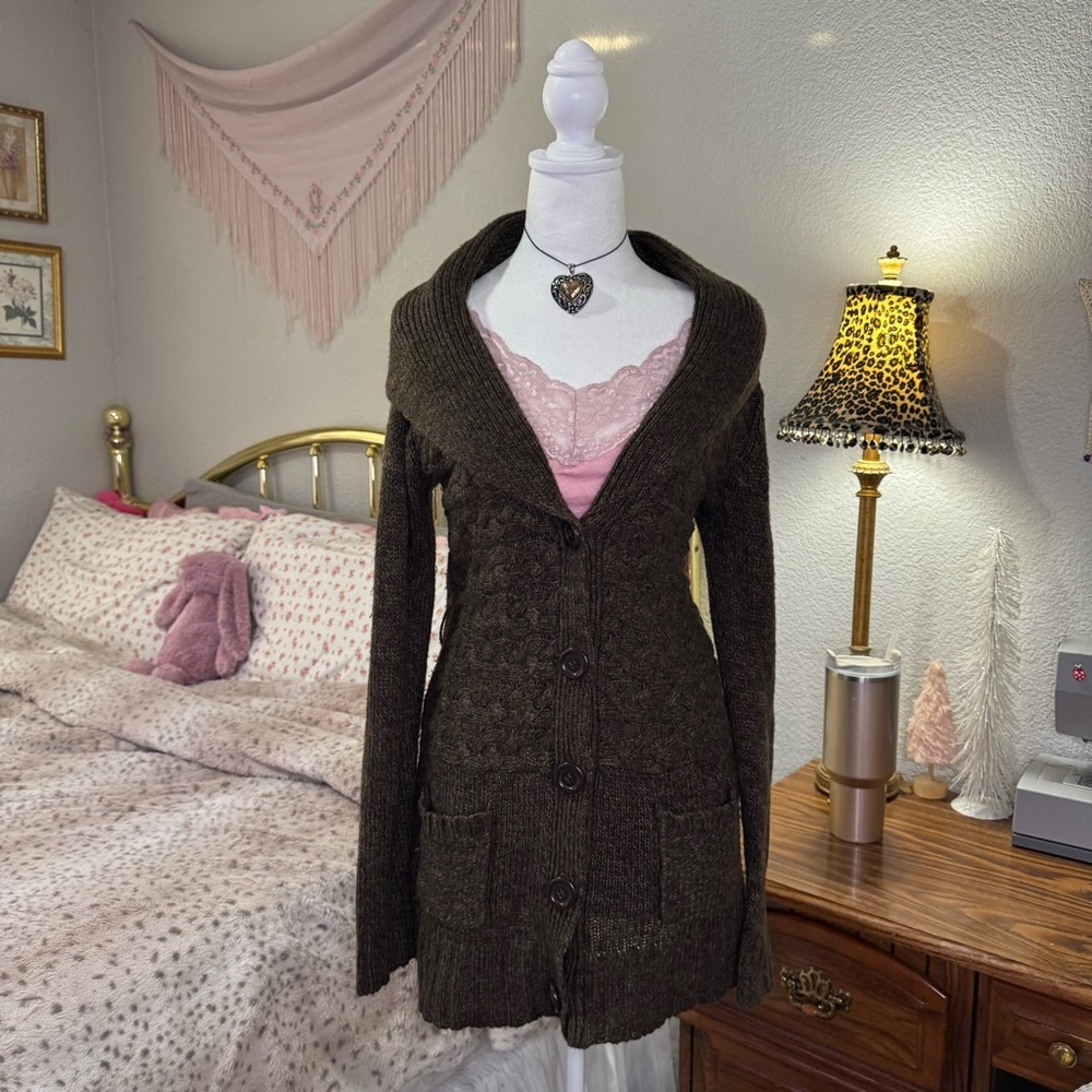 Y2K Women's Brown Knit Sweater